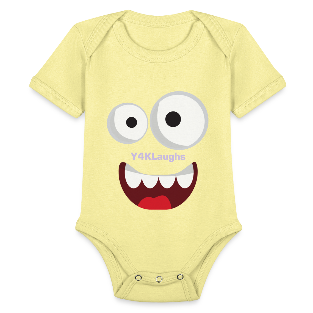 Organic Short Sleeve Baby Bodysuit washed yellow