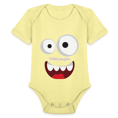 Organic Short Sleeve Baby Bodysuit washed yellow