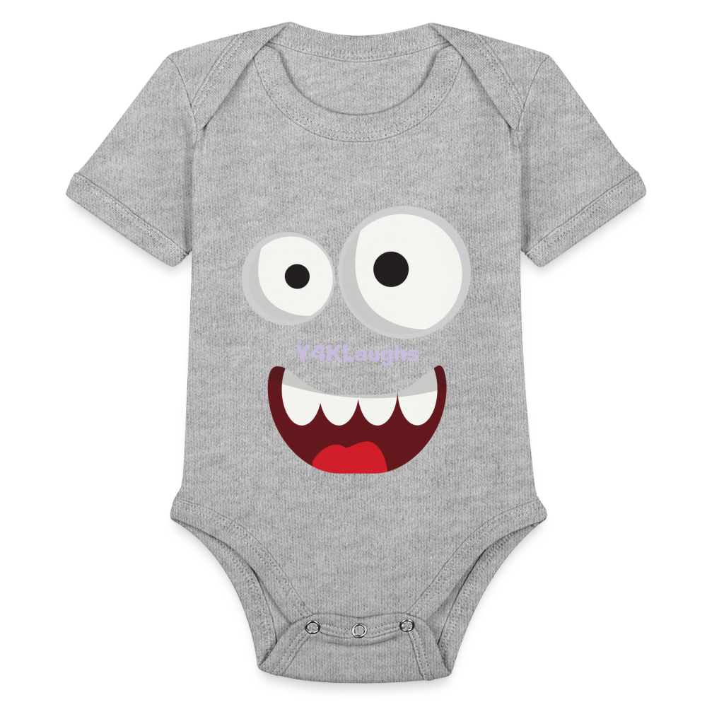 Organic Short Sleeve Baby Bodysuit heather grey