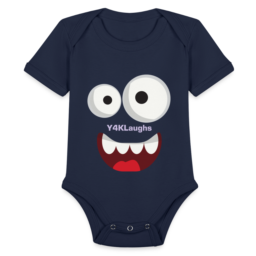 Organic Short Sleeve Baby Bodysuit dark navy