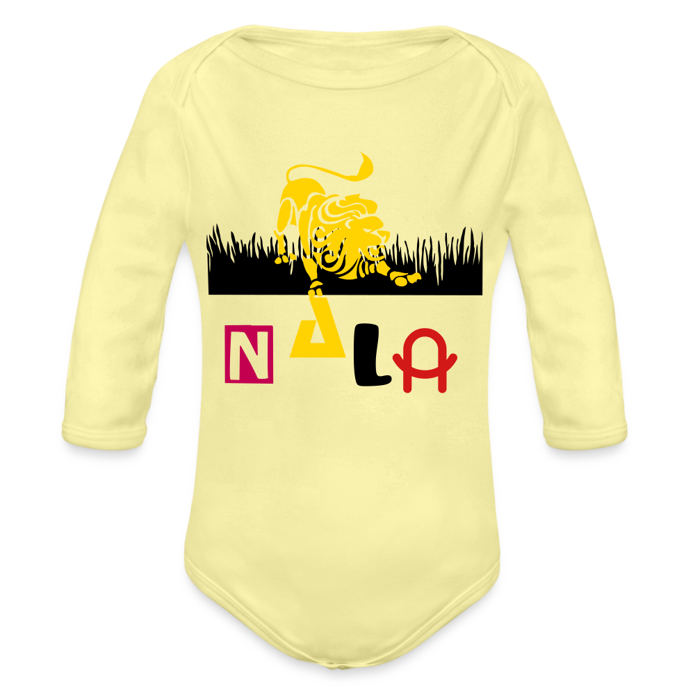 Organic Long Sleeve Baby Bodysuit washed yellow