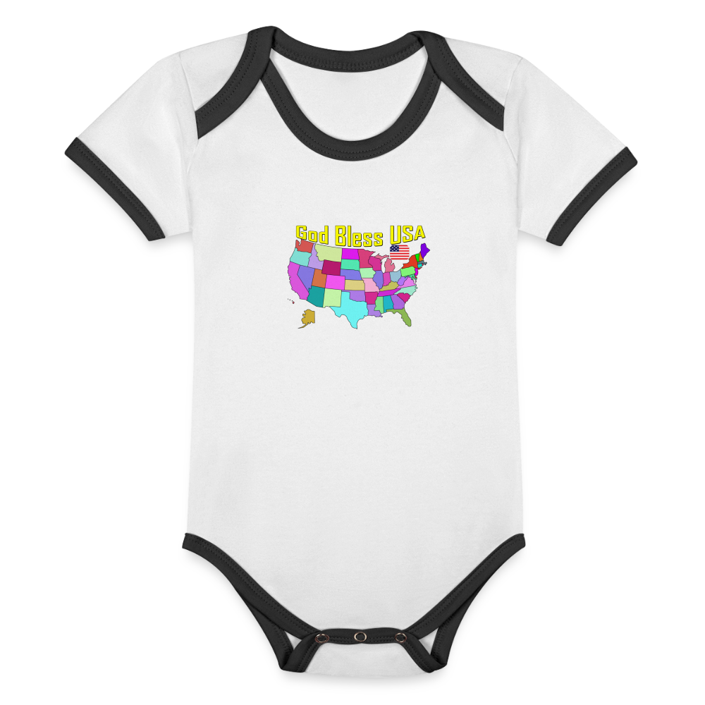 Organic Contrast Short Sleeve Baby Bodysuit