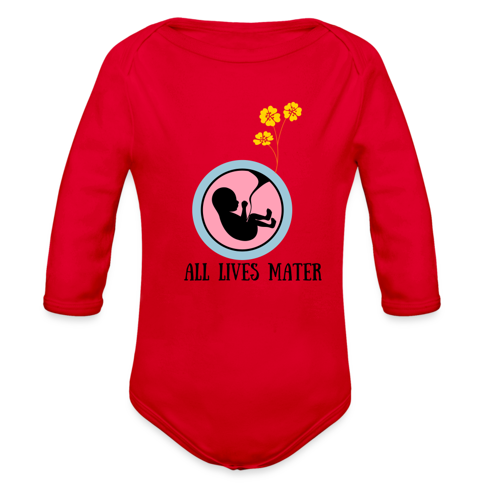 Organic Long Sleeve Baby Bodysuit red