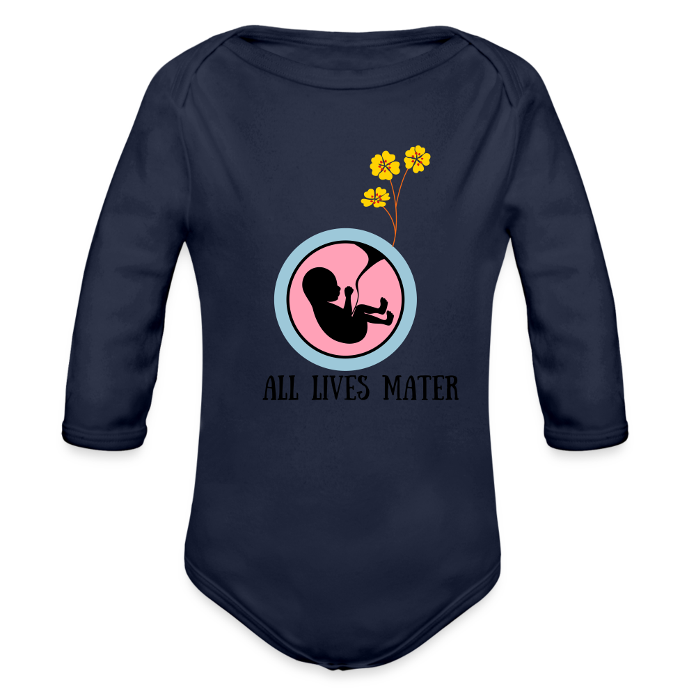 Organic Long Sleeve Baby Bodysuit dark navy