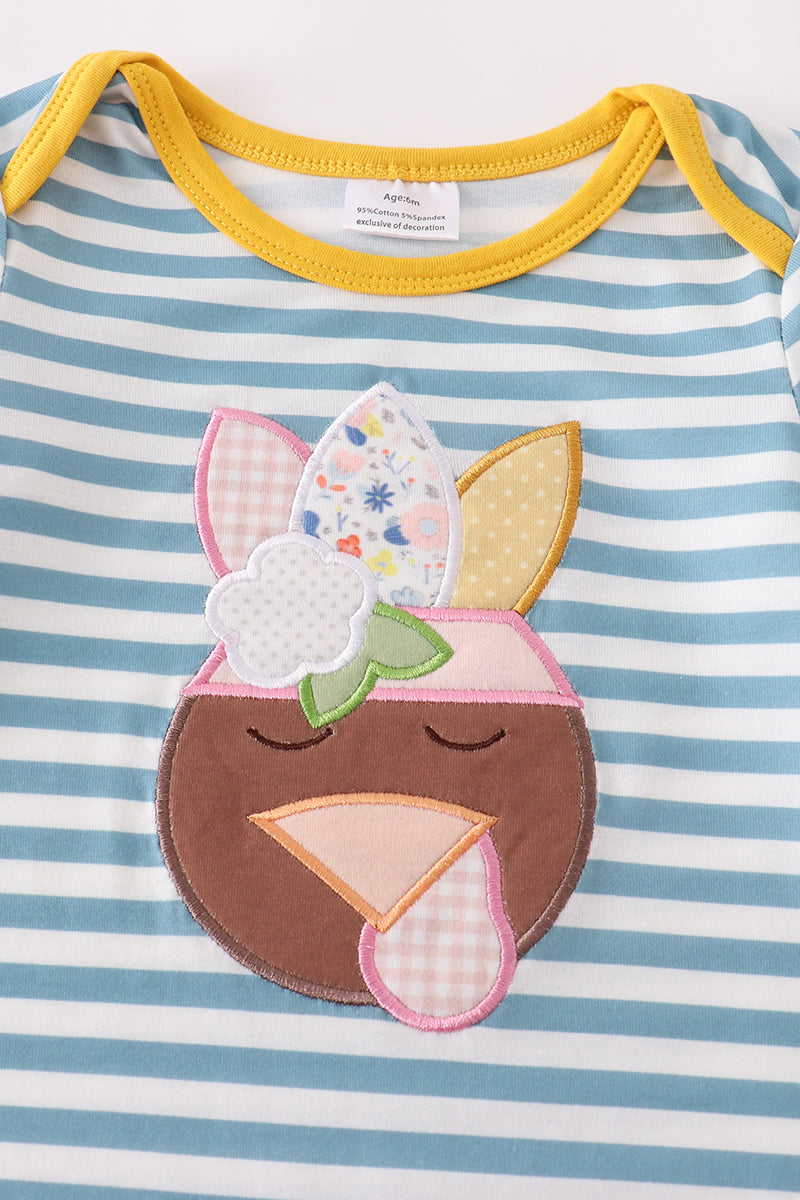 Turkey applique girl romper 12M