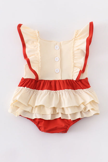 Red deer applique ruffle girls baby bubble