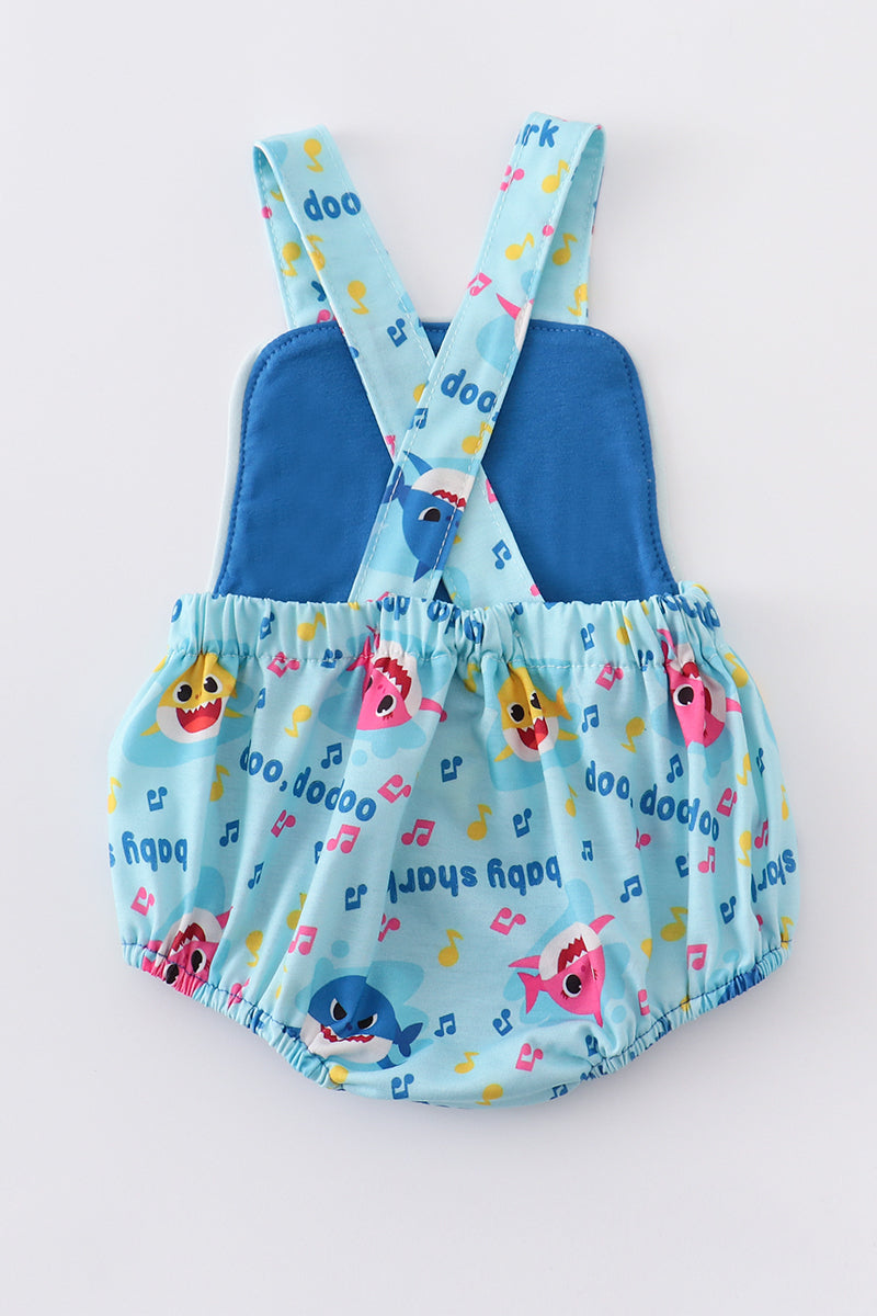 Blue shark embroidry baby boy bubble