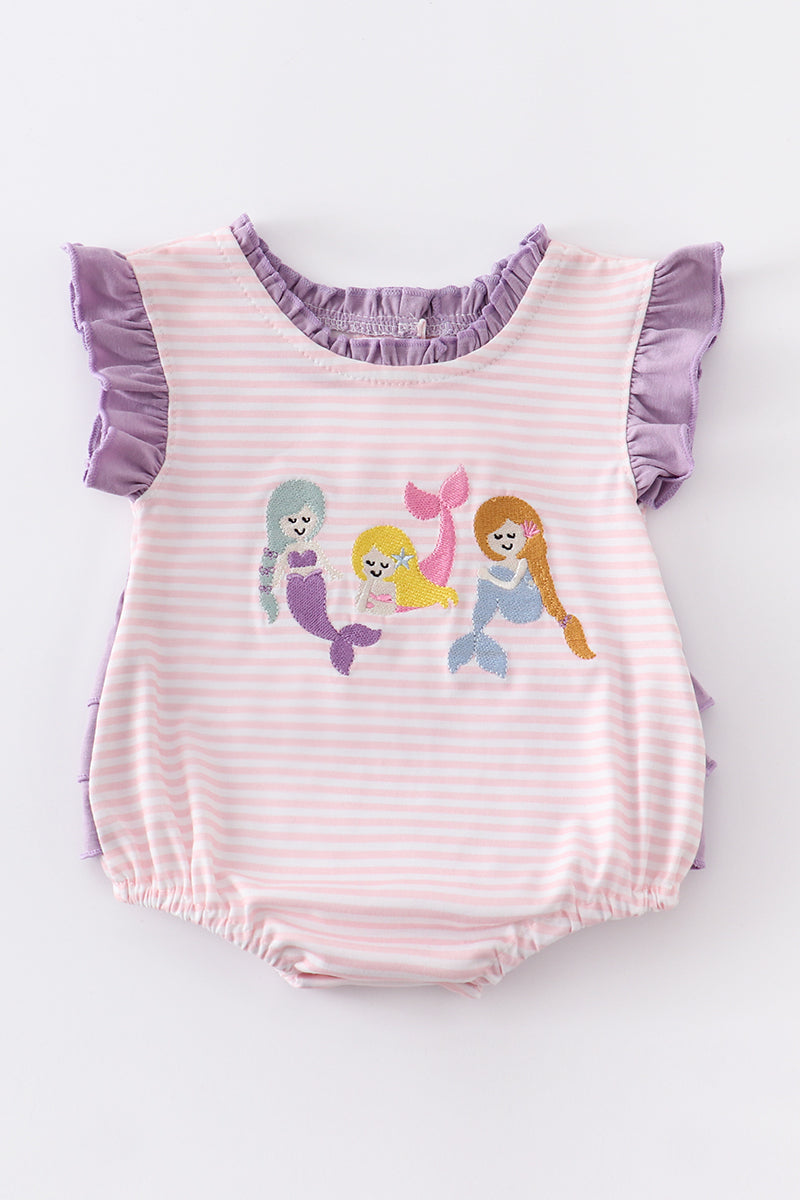 Purple mermaid embroidery girl bubble 6M