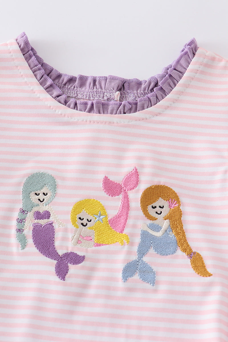 Purple mermaid embroidery girl bubble 12M