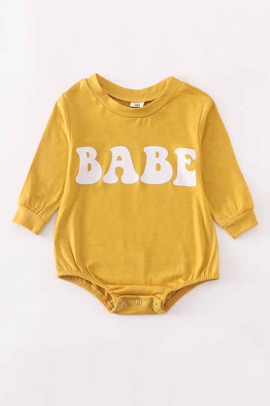 Mustard BABE sweatshirt romper