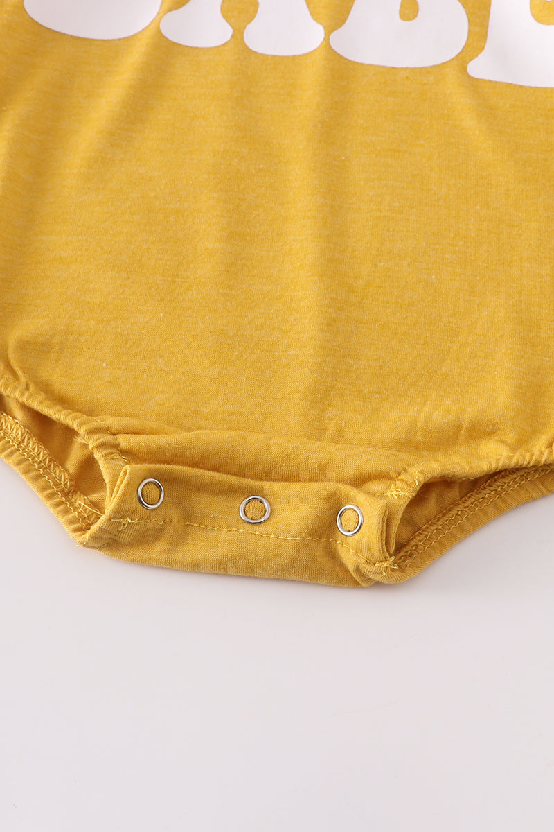 Mustard BABE sweatshirt romper 18M