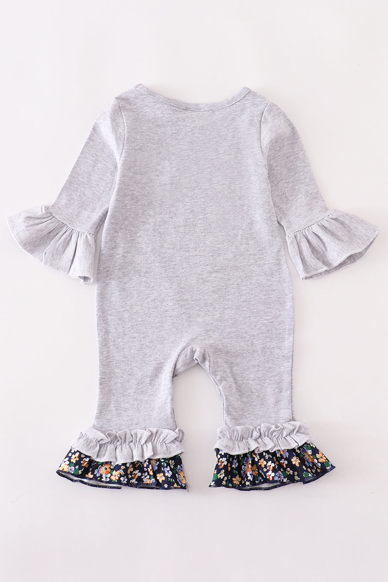 Gray rooster applique ruffle baby romper Bundle (1 of 3M 6M 12M 18M 24M)