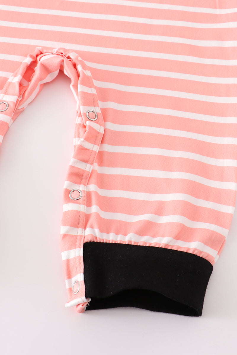 Striped pig applique boy romper