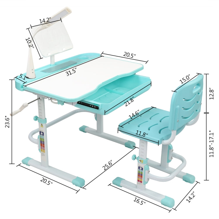 80cm Hand-cranked Lifting Top Can Tilt Children Learning Table And Chairs with