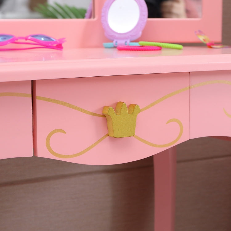 Children Three Foldable Mirrors Curved Legs Single Drawer Dressing Table, Table Size: