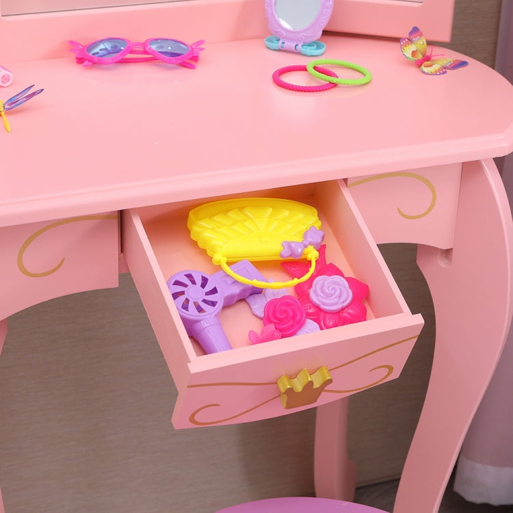 Children Three Foldable Mirrors Curved Legs Single Drawer Dressing Table, Table Size: