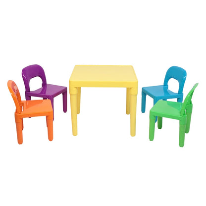 5 in 1 Children Plastic Table + 4 Chairs Set, Table Size: