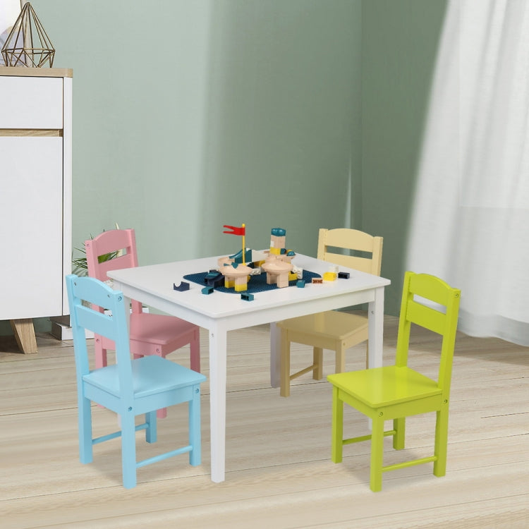 5 in 1 Wooden Children Table and Chair Set, Table Size: 24