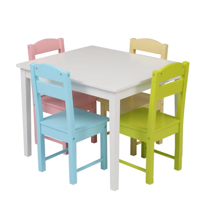 5 in 1 Wooden Children Table and Chair Set, Table Size: 24