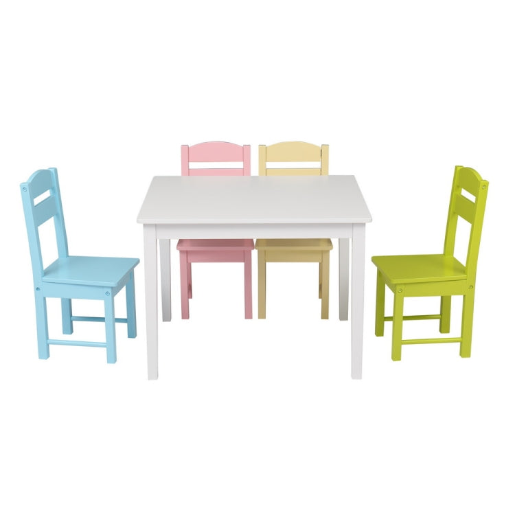 5 in 1 Wooden Children Table and Chair Set, Table Size: 24