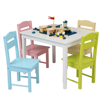 5 in 1 Wooden Children Table and Chair Set, Table Size: 24