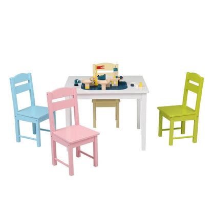 5 in 1 Wooden Children Table and Chair Set, Table Size: 24