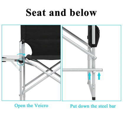 Double-layer Oxford Cloth Folding Director Chair with Storage Bag & Water Bottle