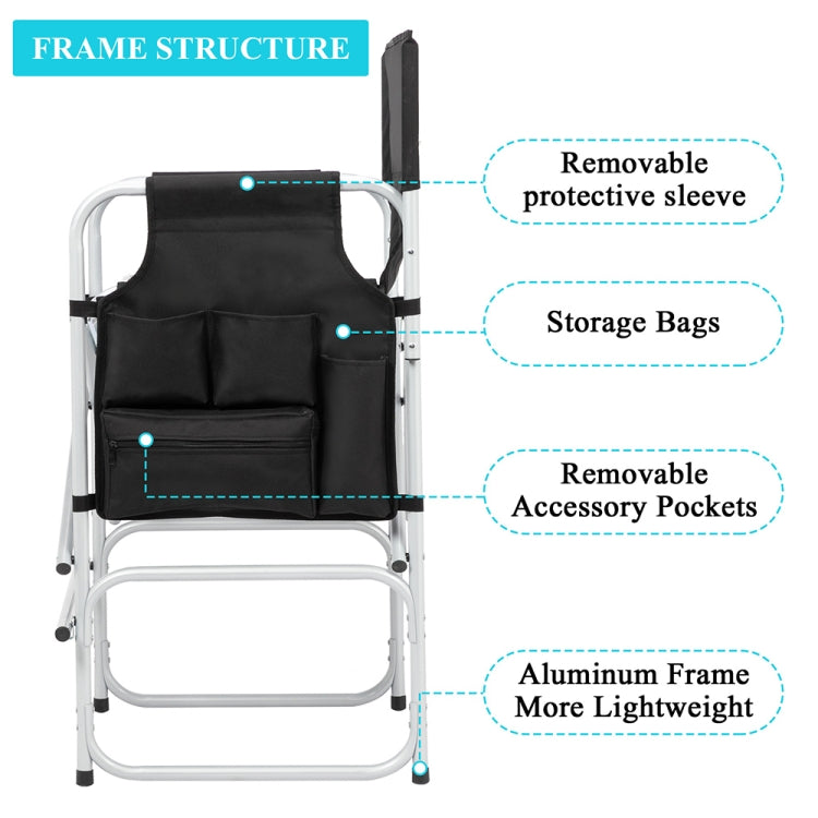 Double-layer Oxford Cloth Folding Director Chair with Storage Bag & Water Bottle