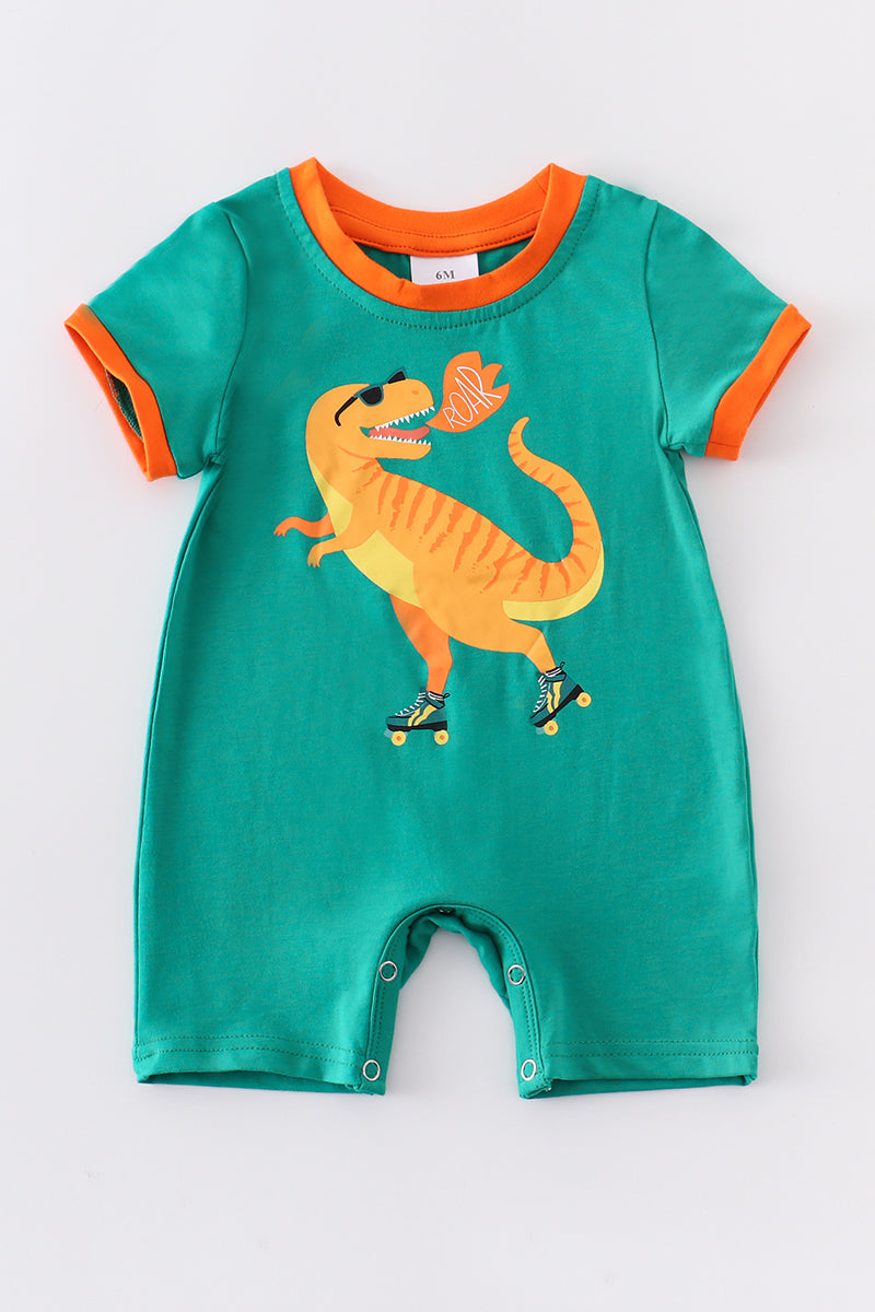 Green dinosaur boy romper