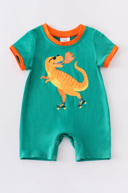 Green dinosaur boy romper 6M