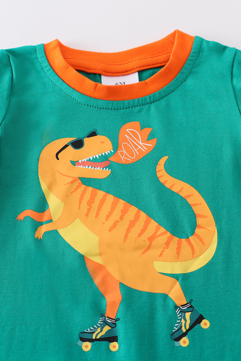 Green dinosaur boy romper 12M