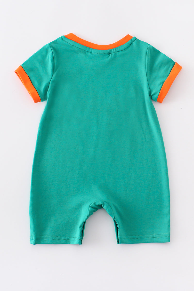 Green dinosaur boy romper