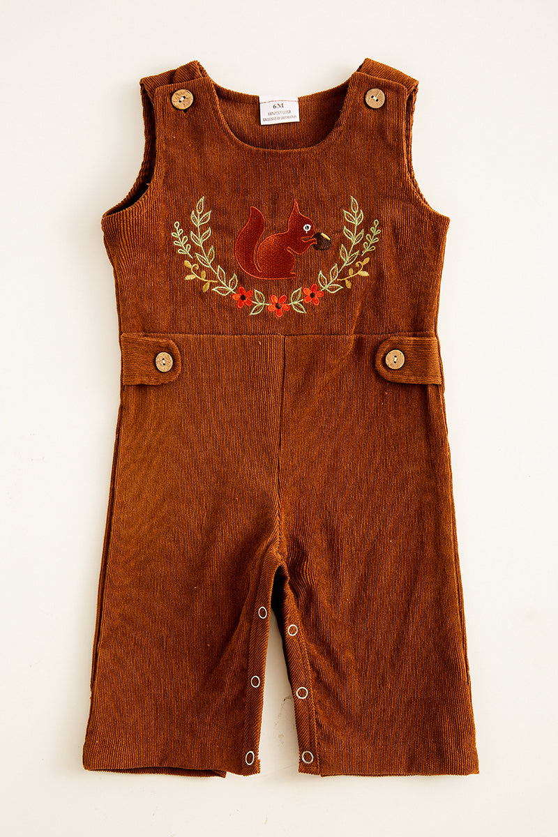 Khaki squirrel smocked boy jonjon 6M