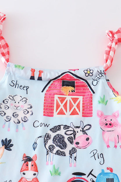 Blue farm animals jumpsuit 12M