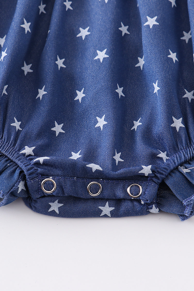 Blue star smocked baby romper 18M