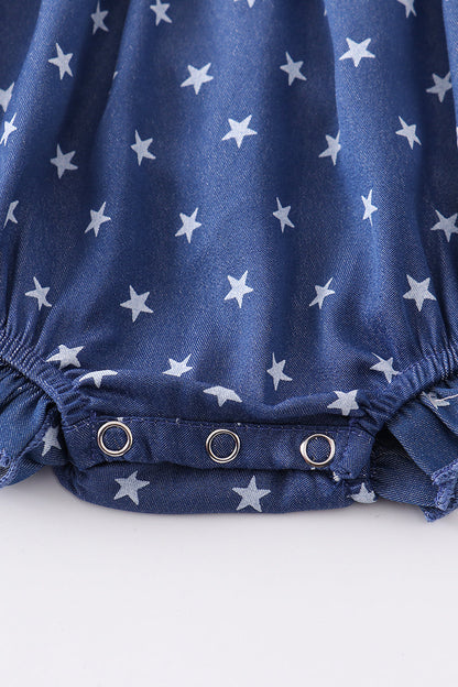 Blue star smocked baby romper 18M