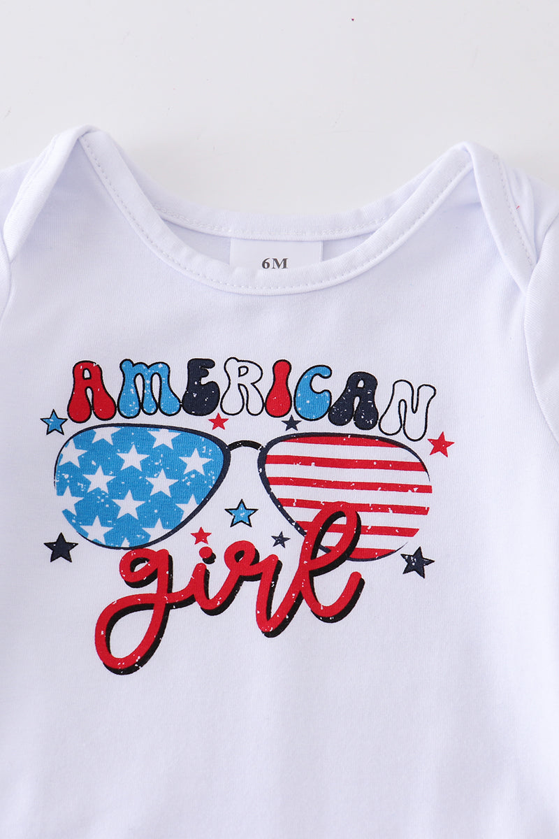 White "america girl" baby skirt set 12M