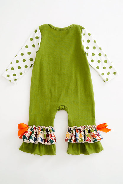 Green turkey applique ruffle baby romper Bundle (1 of 3M 6M 12M 18M)